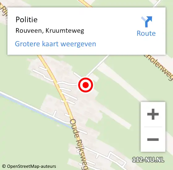 Locatie op kaart van de 112 melding: Politie Rouveen, Kruumteweg op 3 januari 2024 14:37