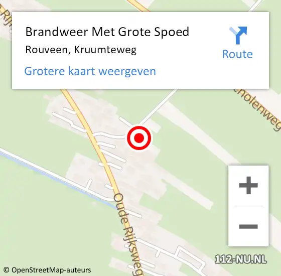 Locatie op kaart van de 112 melding: Brandweer Met Grote Spoed Naar Rouveen, Kruumteweg op 3 januari 2024 14:37