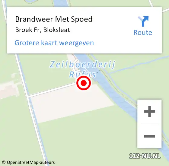 Locatie op kaart van de 112 melding: Brandweer Met Spoed Naar Broek Fr, Bloksleat op 20 september 2014 20:18