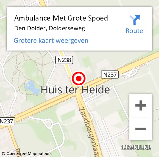 Locatie op kaart van de 112 melding: Ambulance Met Grote Spoed Naar Den Dolder, Dolderseweg op 20 september 2014 20:20