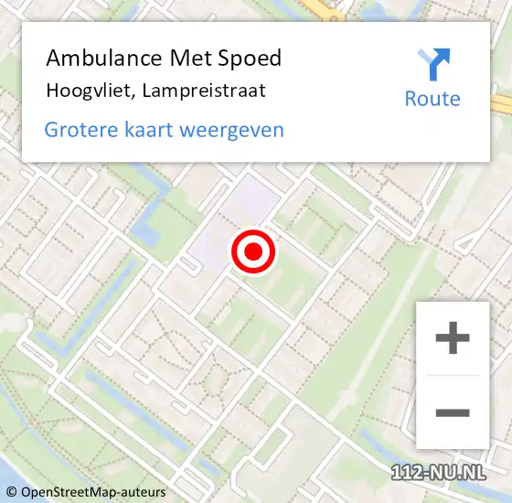 Locatie op kaart van de 112 melding: Ambulance Met Spoed Naar Hoogvliet, Lampreistraat op 3 januari 2024 14:53