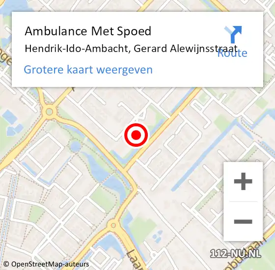 Locatie op kaart van de 112 melding: Ambulance Met Spoed Naar Hendrik-Ido-Ambacht, Gerard Alewijnsstraat op 3 januari 2024 14:59
