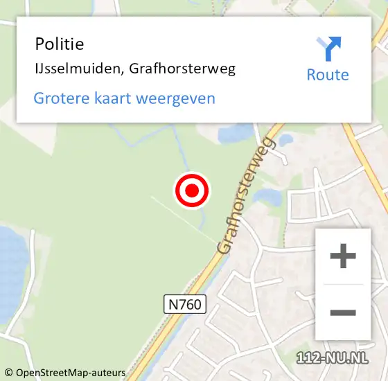 Locatie op kaart van de 112 melding: Politie IJsselmuiden, Grafhorsterweg op 3 januari 2024 15:17