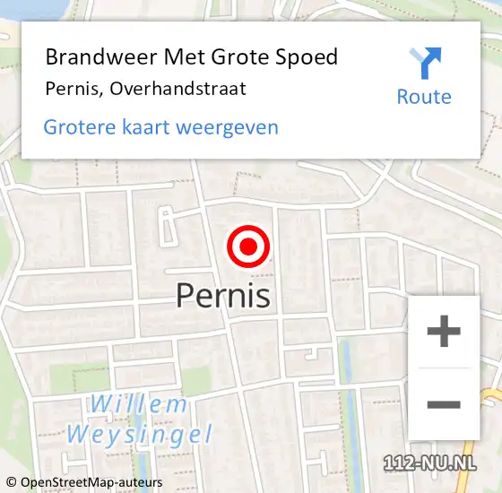 Locatie op kaart van de 112 melding: Brandweer Met Grote Spoed Naar Pernis, Overhandstraat op 3 januari 2024 15:25