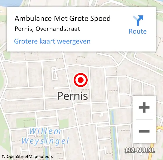 Locatie op kaart van de 112 melding: Ambulance Met Grote Spoed Naar Pernis, Overhandstraat op 3 januari 2024 15:26