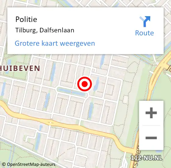 Locatie op kaart van de 112 melding: Politie Tilburg, Dalfsenlaan op 3 januari 2024 15:27