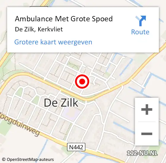 Locatie op kaart van de 112 melding: Ambulance Met Grote Spoed Naar De Zilk, Kerkvliet op 3 januari 2024 15:36