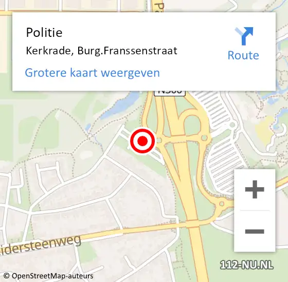 Locatie op kaart van de 112 melding: Politie Kerkrade, Burg.Franssenstraat op 3 januari 2024 15:46