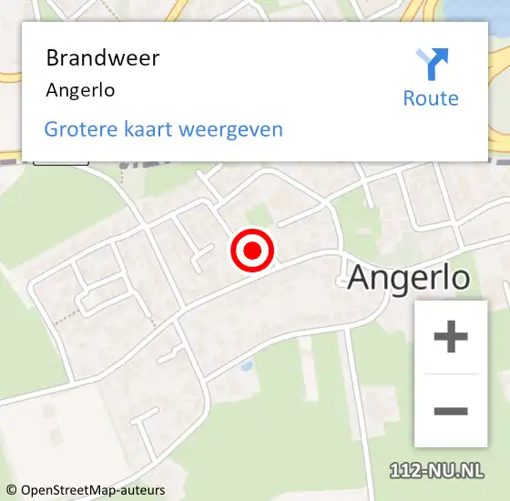 Locatie op kaart van de 112 melding: Brandweer Angerlo op 20 september 2014 20:30