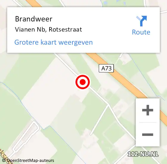 Locatie op kaart van de 112 melding: Brandweer Vianen Nb, Rotsestraat op 20 september 2014 20:30