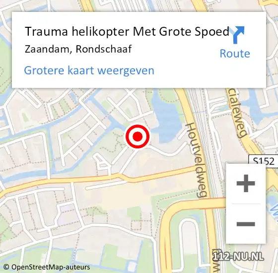 Locatie op kaart van de 112 melding: Trauma helikopter Met Grote Spoed Naar Zaandam, Rondschaaf op 3 januari 2024 15:59