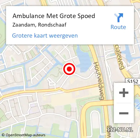 Locatie op kaart van de 112 melding: Ambulance Met Grote Spoed Naar Zaandam, Rondschaaf op 3 januari 2024 16:00