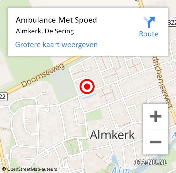 Locatie op kaart van de 112 melding: Ambulance Met Spoed Naar Almkerk, De Sering op 20 september 2014 20:31