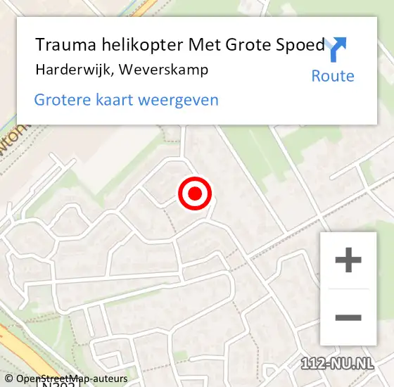 Locatie op kaart van de 112 melding: Trauma helikopter Met Grote Spoed Naar Harderwijk, Weverskamp op 3 januari 2024 16:15