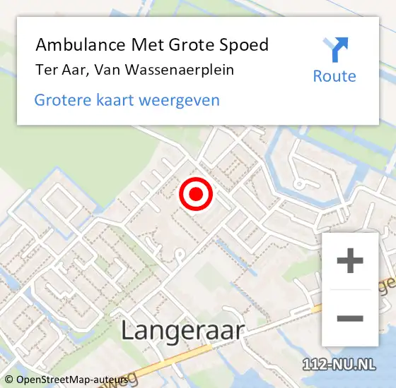 Locatie op kaart van de 112 melding: Ambulance Met Grote Spoed Naar Ter Aar, Van Wassenaerplein op 20 september 2014 20:34