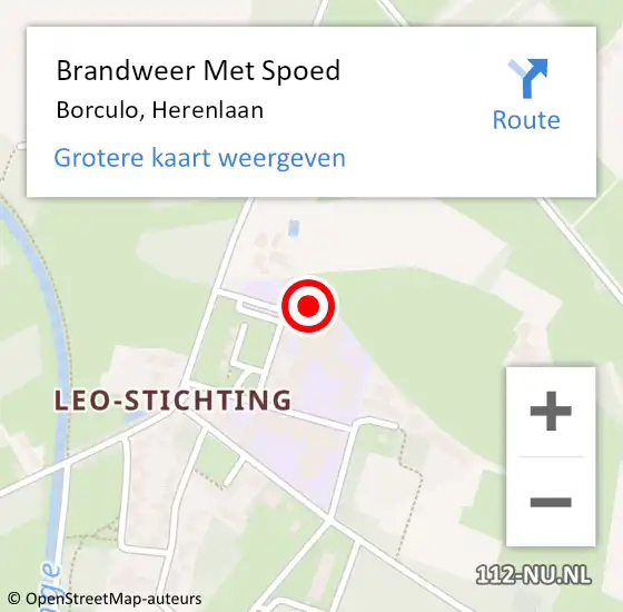 Locatie op kaart van de 112 melding: Brandweer Met Spoed Naar Borculo, Herenlaan op 3 januari 2024 16:25