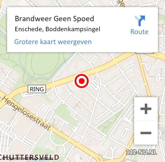 Locatie op kaart van de 112 melding: Brandweer Geen Spoed Naar Enschede, Boddenkampsingel op 3 januari 2024 16:28