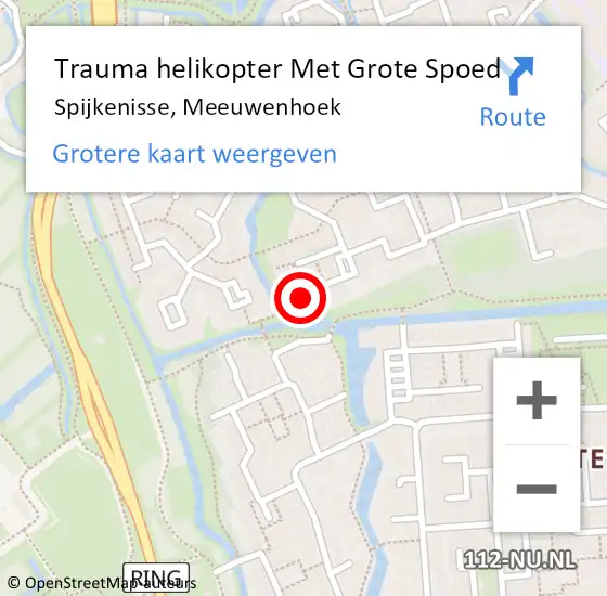 Locatie op kaart van de 112 melding: Trauma helikopter Met Grote Spoed Naar Spijkenisse, Meeuwenhoek op 3 januari 2024 16:31