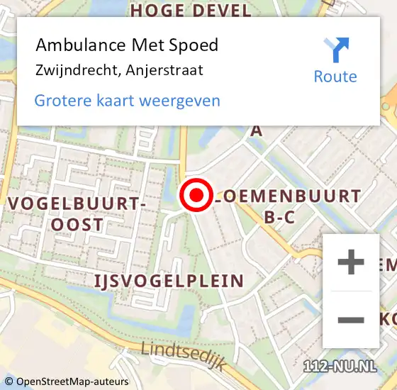 Locatie op kaart van de 112 melding: Ambulance Met Spoed Naar Zwijndrecht, Anjerstraat op 3 januari 2024 16:35