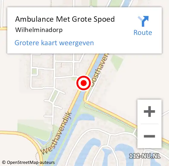 Locatie op kaart van de 112 melding: Ambulance Met Grote Spoed Naar Wilhelminadorp op 20 september 2014 20:39