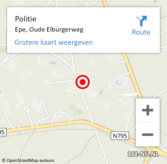 Locatie op kaart van de 112 melding: Politie Epe, Oude Elburgerweg op 3 januari 2024 16:42