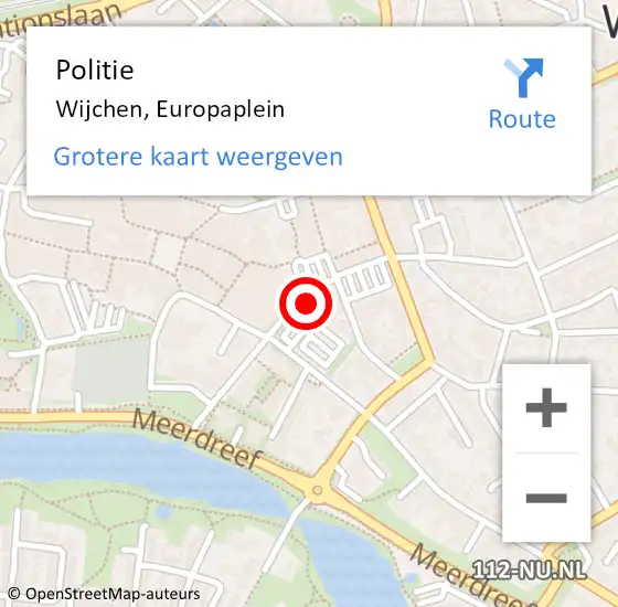 Locatie op kaart van de 112 melding: Politie Wijchen, Europaplein op 3 januari 2024 17:07