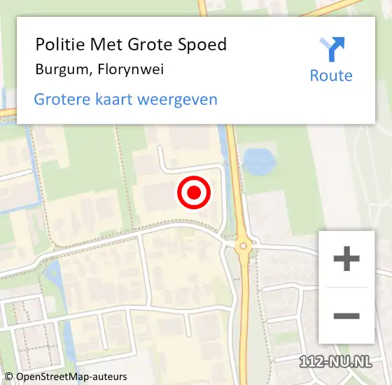 Locatie op kaart van de 112 melding: Politie Met Grote Spoed Naar Burgum, Florynwei op 3 januari 2024 17:11