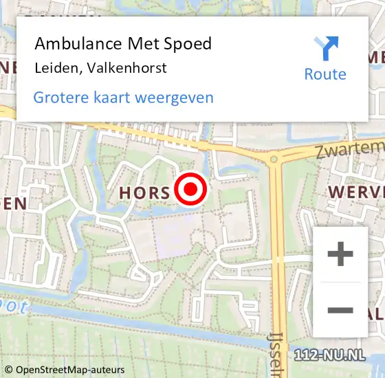 Locatie op kaart van de 112 melding: Ambulance Met Spoed Naar Leiden, Valkenhorst op 3 januari 2024 17:13