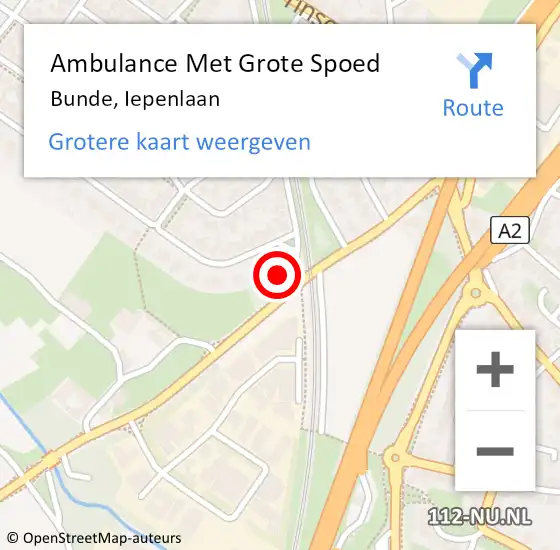 Locatie op kaart van de 112 melding: Ambulance Met Grote Spoed Naar Bunde, Iepenlaan op 20 september 2014 20:44