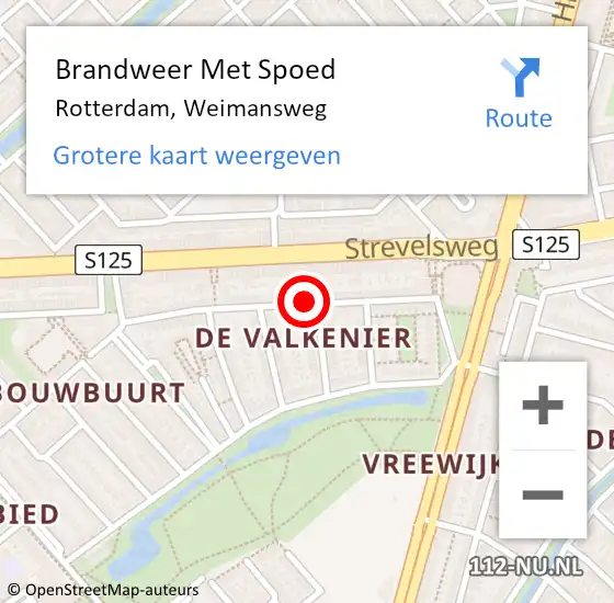 Locatie op kaart van de 112 melding: Brandweer Met Spoed Naar Rotterdam, Weimansweg op 3 januari 2024 17:21