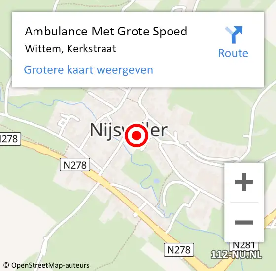 Locatie op kaart van de 112 melding: Ambulance Met Grote Spoed Naar Wittem, Kerkstraat op 20 september 2014 20:47