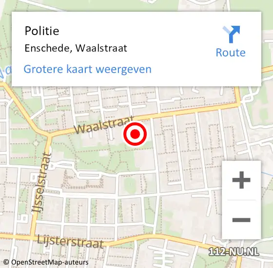 Locatie op kaart van de 112 melding: Politie Enschede, Waalstraat op 3 januari 2024 17:44