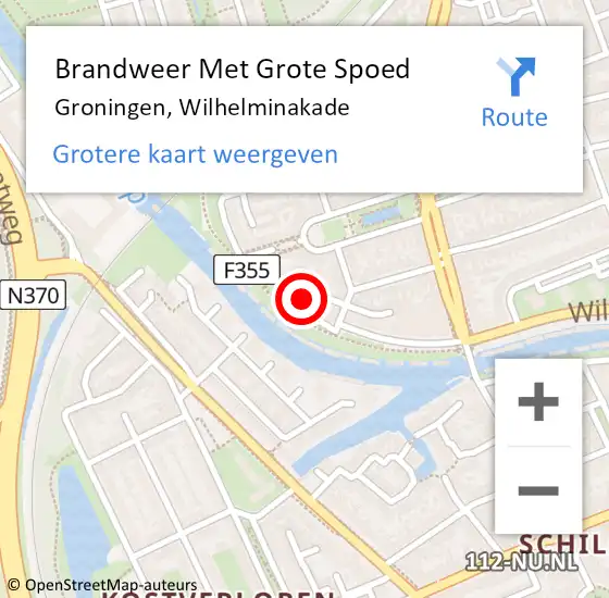 Locatie op kaart van de 112 melding: Brandweer Met Grote Spoed Naar Groningen, Wilhelminakade op 3 januari 2024 17:44
