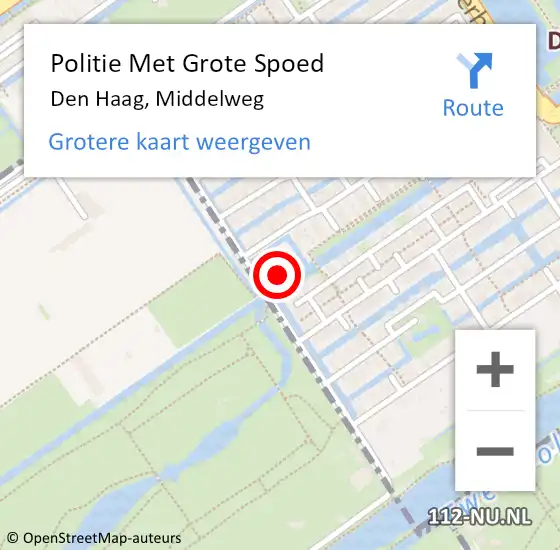 Locatie op kaart van de 112 melding: Politie Met Grote Spoed Naar Den Haag, Middelweg op 3 januari 2024 17:46