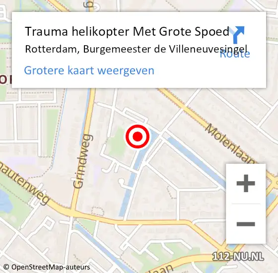 Locatie op kaart van de 112 melding: Trauma helikopter Met Grote Spoed Naar Rotterdam, Burgemeester de Villeneuvesingel op 3 januari 2024 17:49