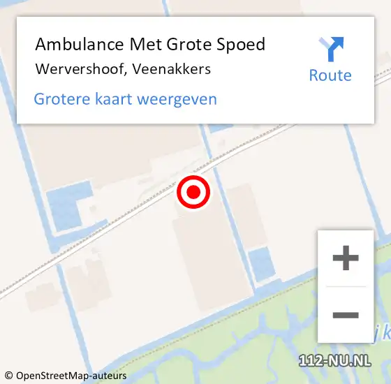 Locatie op kaart van de 112 melding: Ambulance Met Grote Spoed Naar Wervershoof, Veenakkers op 3 januari 2024 17:53