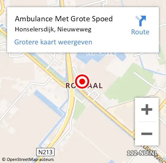 Locatie op kaart van de 112 melding: Ambulance Met Grote Spoed Naar Honselersdijk, Nieuweweg op 3 januari 2024 17:53