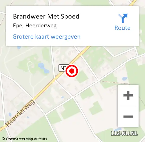 Locatie op kaart van de 112 melding: Brandweer Met Spoed Naar Epe, Heerderweg op 3 januari 2024 17:58