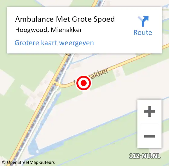 Locatie op kaart van de 112 melding: Ambulance Met Grote Spoed Naar Hoogwoud, Mienakker op 3 januari 2024 18:07