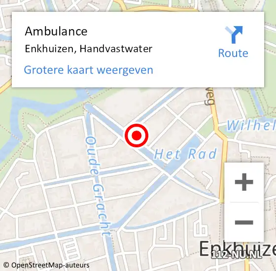 Locatie op kaart van de 112 melding: Ambulance Enkhuizen, Handvastwater op 3 januari 2024 18:10