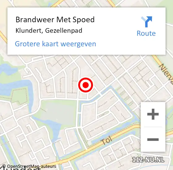 Locatie op kaart van de 112 melding: Brandweer Met Spoed Naar Klundert, Gezellenpad op 3 januari 2024 18:35