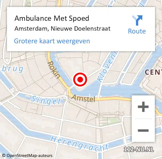 Locatie op kaart van de 112 melding: Ambulance Met Spoed Naar Amsterdam, Nieuwe Doelenstraat op 3 januari 2024 18:47
