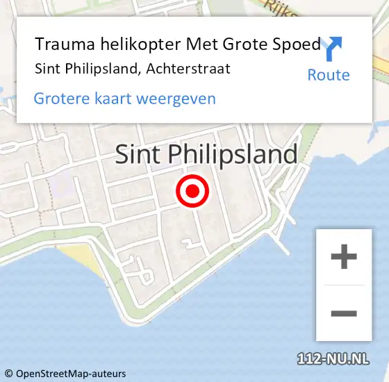 Locatie op kaart van de 112 melding: Trauma helikopter Met Grote Spoed Naar Sint Philipsland, Achterstraat op 3 januari 2024 18:47