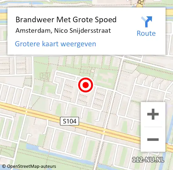 Locatie op kaart van de 112 melding: Brandweer Met Grote Spoed Naar Amsterdam, Nico Snijdersstraat op 3 januari 2024 18:58