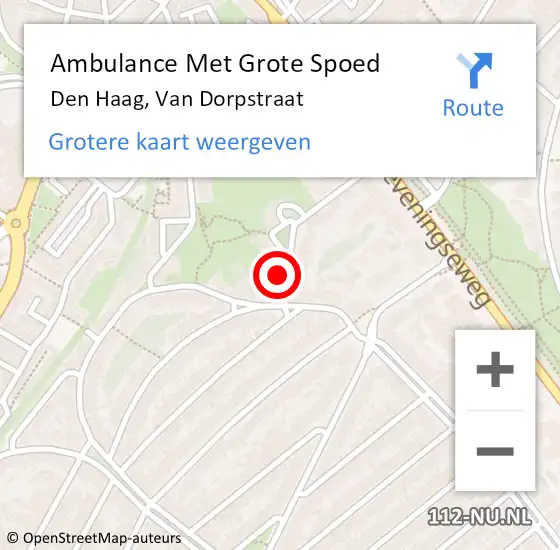 Locatie op kaart van de 112 melding: Ambulance Met Grote Spoed Naar Den Haag, Van Dorpstraat op 3 januari 2024 18:58