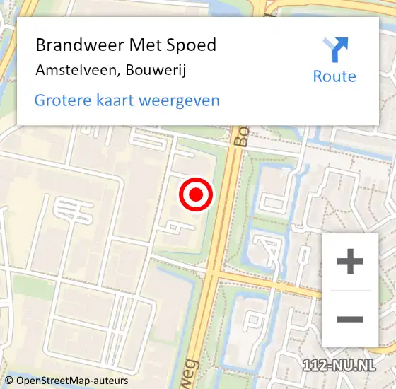 Locatie op kaart van de 112 melding: Brandweer Met Spoed Naar Amstelveen, Bouwerij op 3 januari 2024 19:00