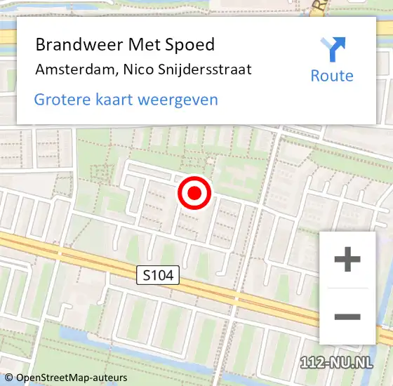 Locatie op kaart van de 112 melding: Brandweer Met Spoed Naar Amsterdam, Nico Snijdersstraat op 3 januari 2024 19:11