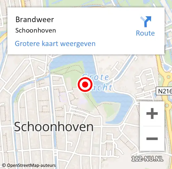 Locatie op kaart van de 112 melding: Brandweer Schoonhoven op 3 januari 2024 19:18