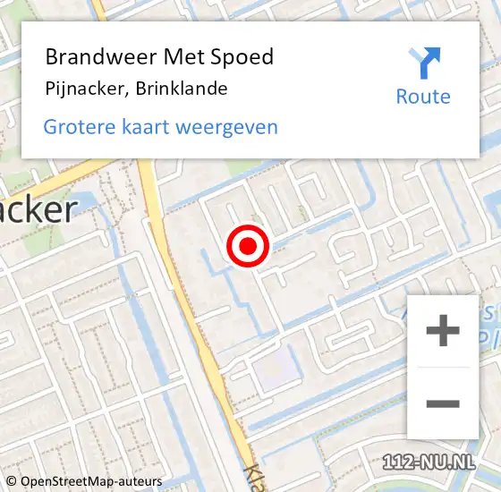 Locatie op kaart van de 112 melding: Brandweer Met Spoed Naar Pijnacker, Brinklande op 3 januari 2024 19:23