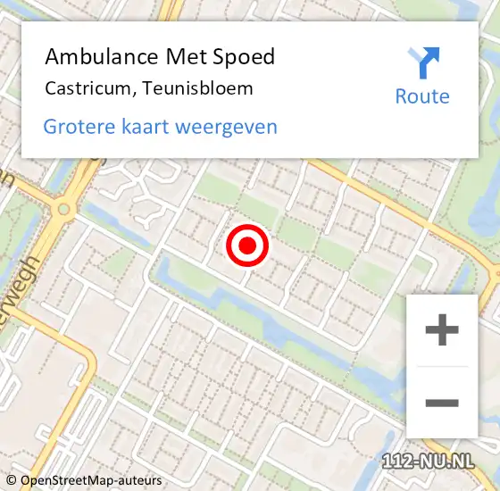 Locatie op kaart van de 112 melding: Ambulance Met Spoed Naar Castricum, Teunisbloem op 3 januari 2024 19:24